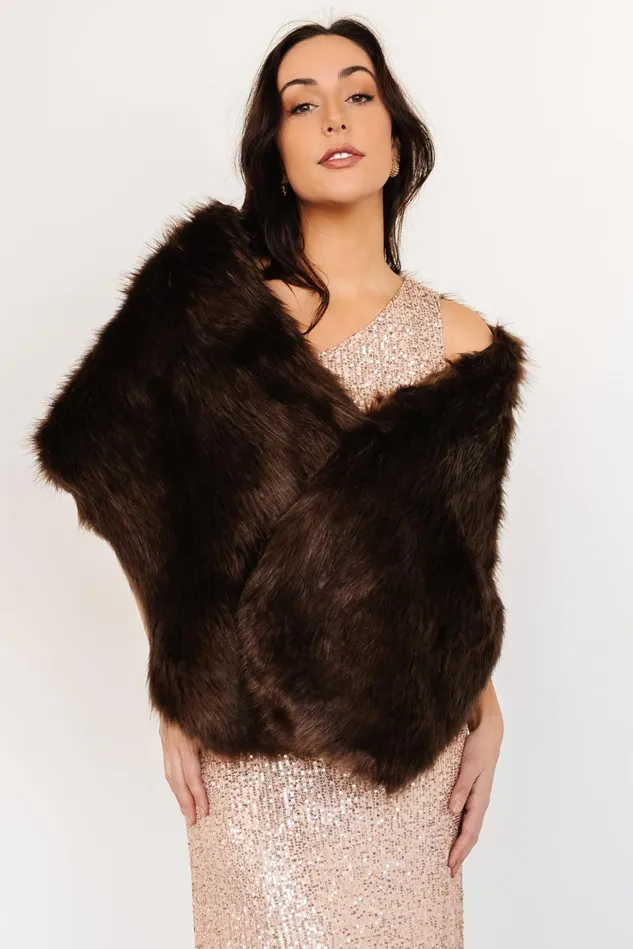 Baltic Born Outerwear Women Jovie Faux Fur Shawl Chocolate Baltic Born Outerwear Women Jovie Faux Fur Shawl Chocolate