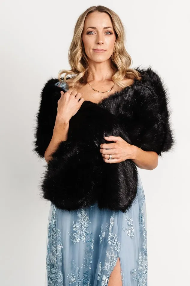 Baltic Born Shawls Women Valerie Faux Fur Shawl Black