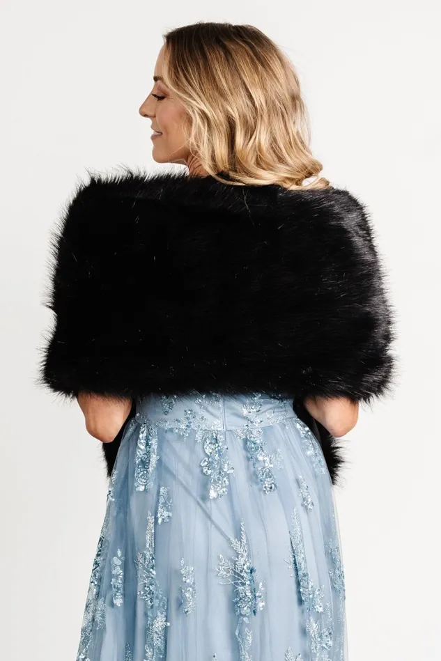 Baltic Born Shawls Women Valerie Faux Fur Shawl Black Baltic Born Shawls Women Valerie Faux Fur Shawl Black