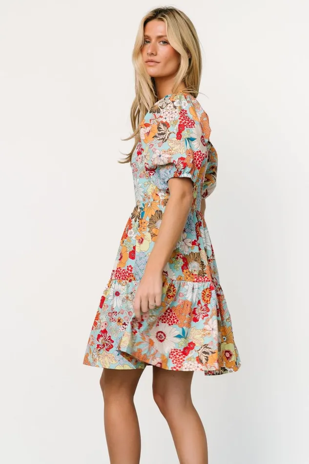 Baltic Born Short Dresses Women Kallie Puff Sleeve Short Dress Multi Print Baltic Born Short Dresses Women Kallie Puff Sleeve Short Dress Multi Print