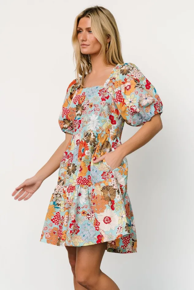 Baltic Born Short Dresses Women Kallie Puff Sleeve Short Dress Multi Print Baltic Born Short Dresses Women Kallie Puff Sleeve Short Dress Multi Print