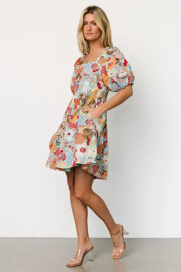 Baltic Born Short Dresses Women Kallie Puff Sleeve Short Dress Multi Print Baltic Born Short Dresses Women Kallie Puff Sleeve Short Dress Multi Print