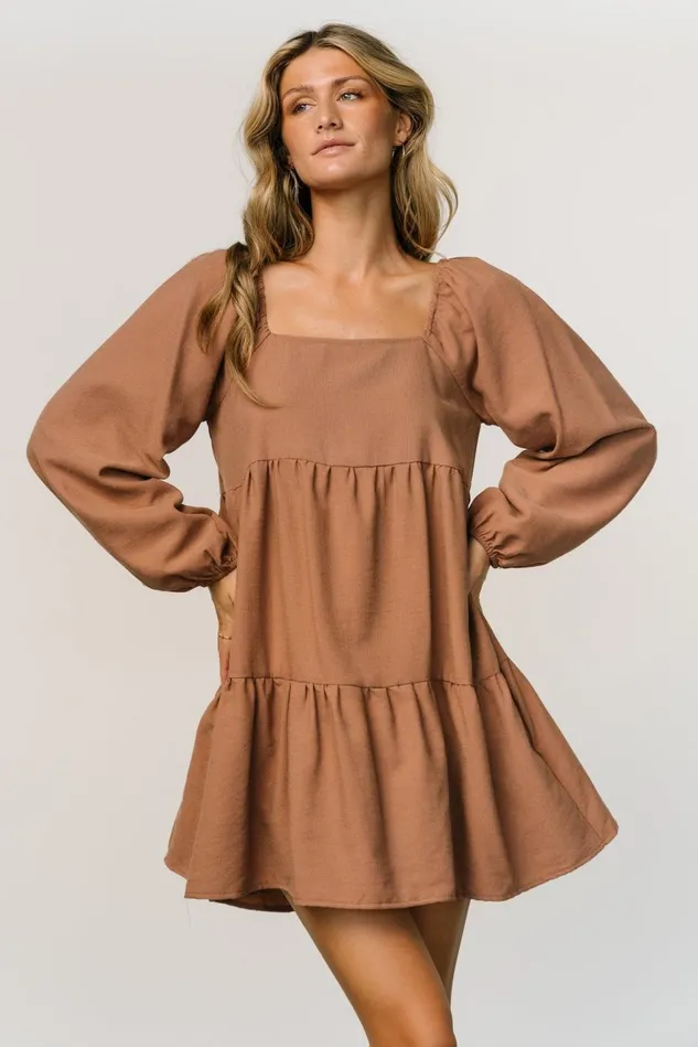 Baltic Born Short Dresses Women Selena Tiered Mini Dress Dusty Mauve Baltic Born Short Dresses Women Selena Tiered Mini Dress Dusty Mauve
