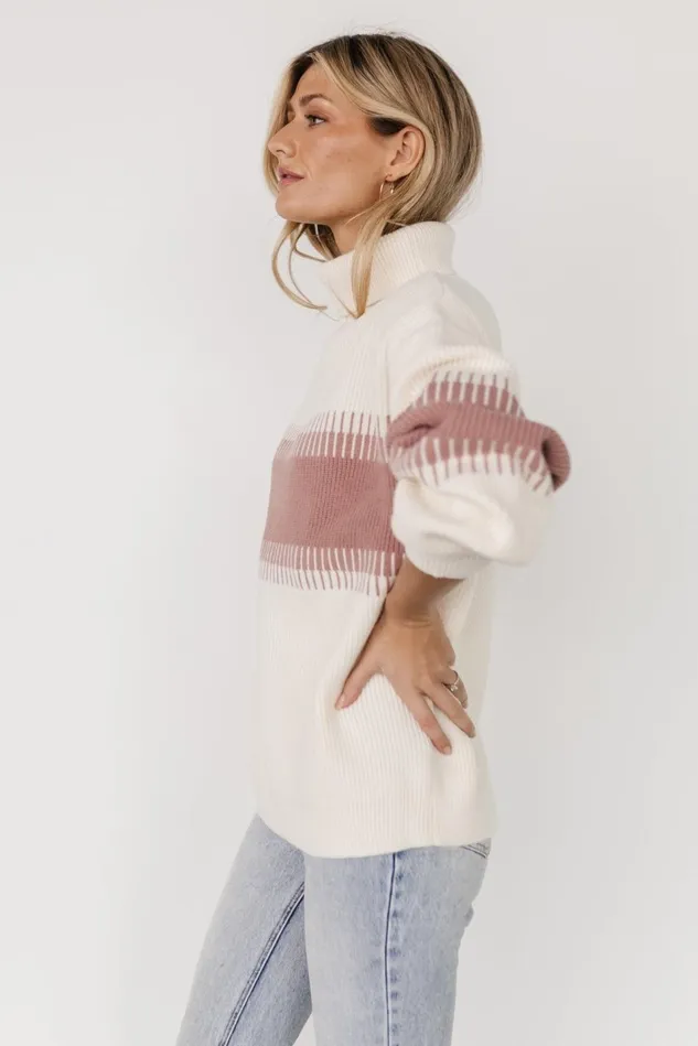 Baltic Born Sweaters Women Antonov Turtle Neck Sweater Mauve Cream Baltic Born Sweaters Women Antonov Turtle Neck Sweater Mauve Cream