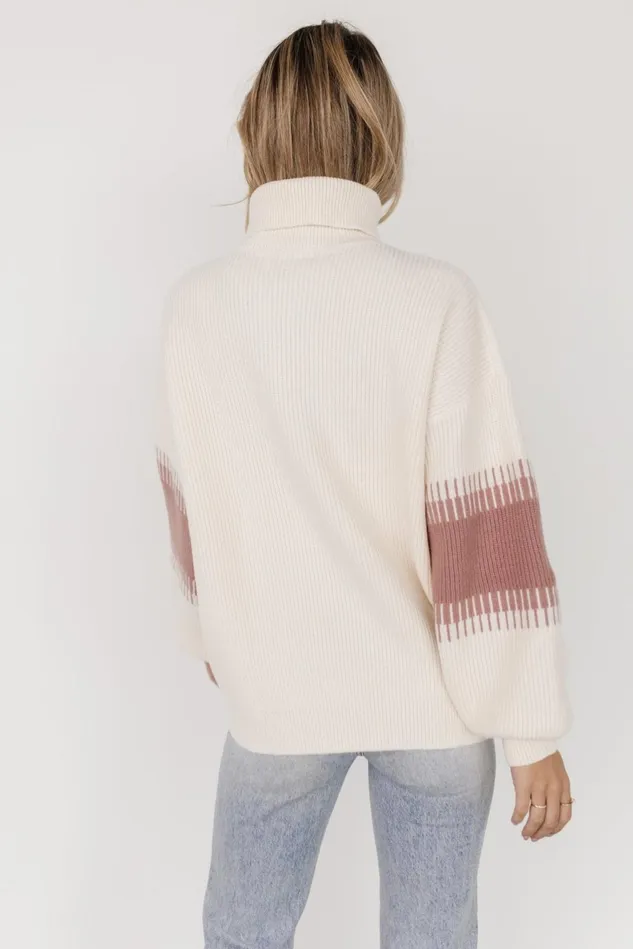 Baltic Born Sweaters Women Antonov Turtle Neck Sweater Mauve Cream Baltic Born Sweaters Women Antonov Turtle Neck Sweater Mauve Cream