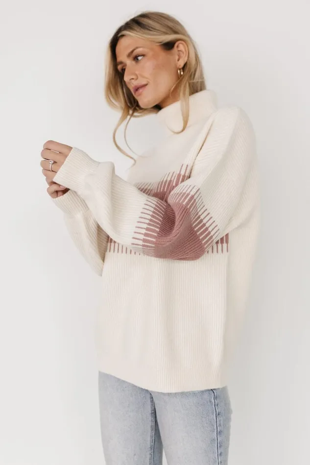 Baltic Born Sweaters Women Antonov Turtle Neck Sweater Mauve Cream Baltic Born Sweaters Women Antonov Turtle Neck Sweater Mauve Cream