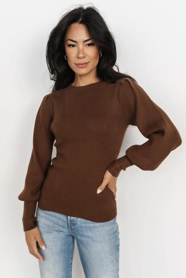 Baltic Born Sweaters Women Lilou Rib Knit Sweater Brown