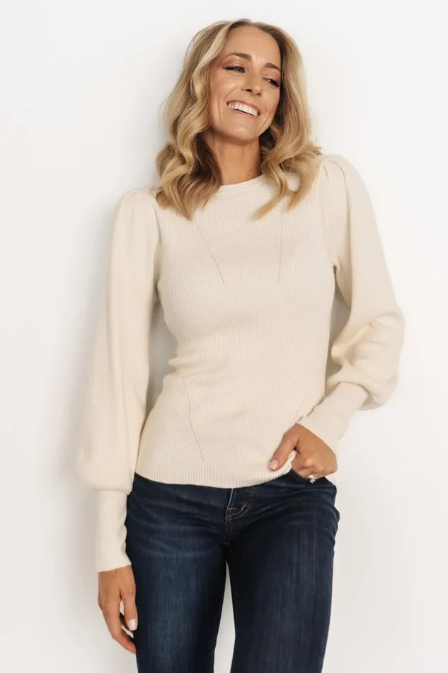 Baltic Born Sweaters Women Lilou Rib Knit Sweater Ivory Baltic Born Sweaters Women Lilou Rib Knit Sweater Ivory
