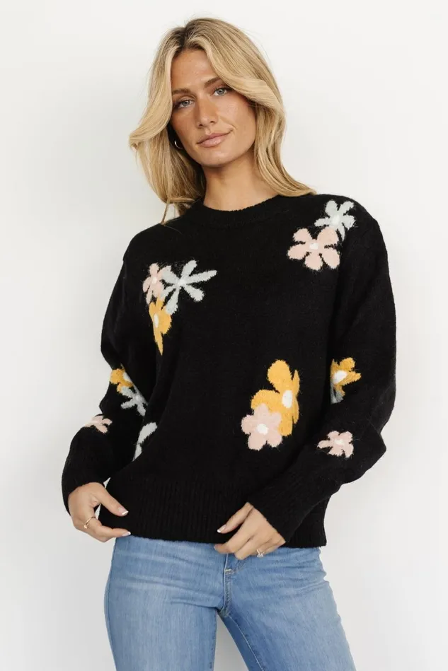 Baltic Born Sweaters Women Roxy Sweater Black Flower