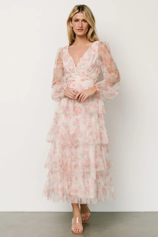 Baltic Born Tulle Styles Women Carolina Tulle Tiered Maxi Dress Blush Floral Baltic Born Tulle Styles Women Carolina Tulle Tiered Maxi Dress Blush Floral