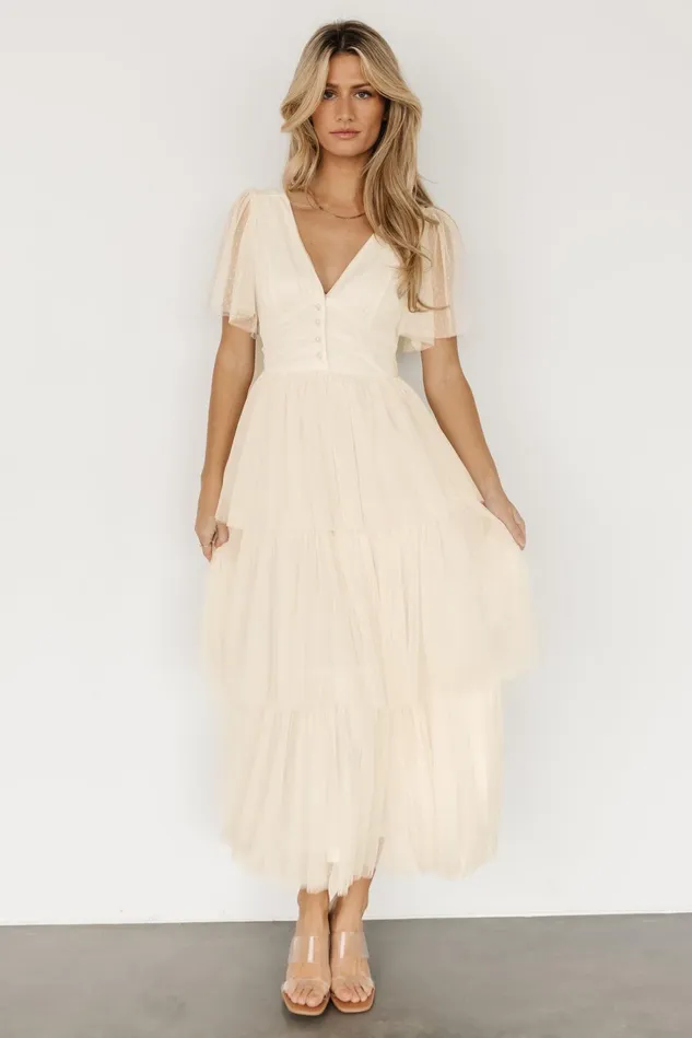 Baltic Born Tulle Styles Women Starlet Tiered Maxi Dress Cream