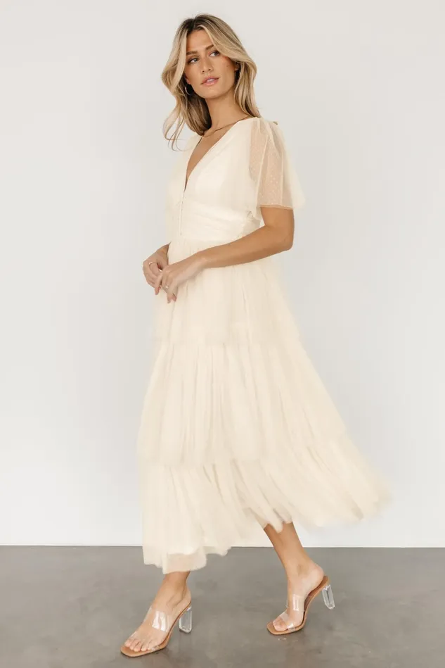 Baltic Born Tulle Styles Women Starlet Tiered Maxi Dress Cream