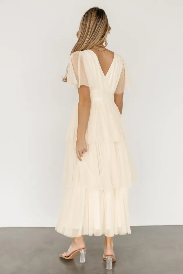 Baltic Born Tulle Styles Women Starlet Tiered Maxi Dress Cream