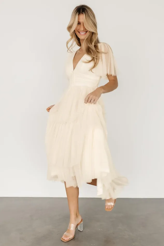 Baltic Born Tulle Styles Women Starlet Tiered Maxi Dress Cream