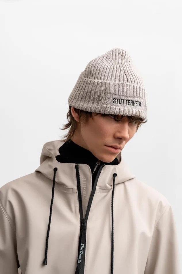 Beanies Women Stutterheim Logo Beanie Light Sand
