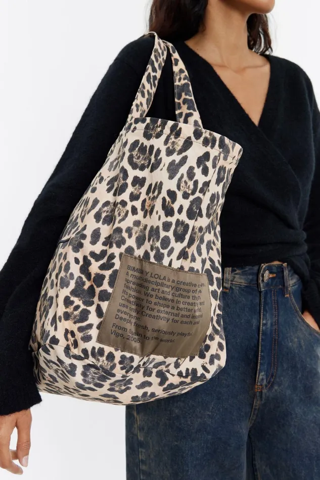 Beige Leopard XL Shopper Bag Leopard Natural Women Bimba Y Lola Shoppers Beige Leopard XL Shopper Bag Leopard Natural Women Bimba Y Lola Shoppers