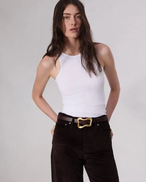 Belts Women Rag and Bone Highline Leather Belt Dark Espresso