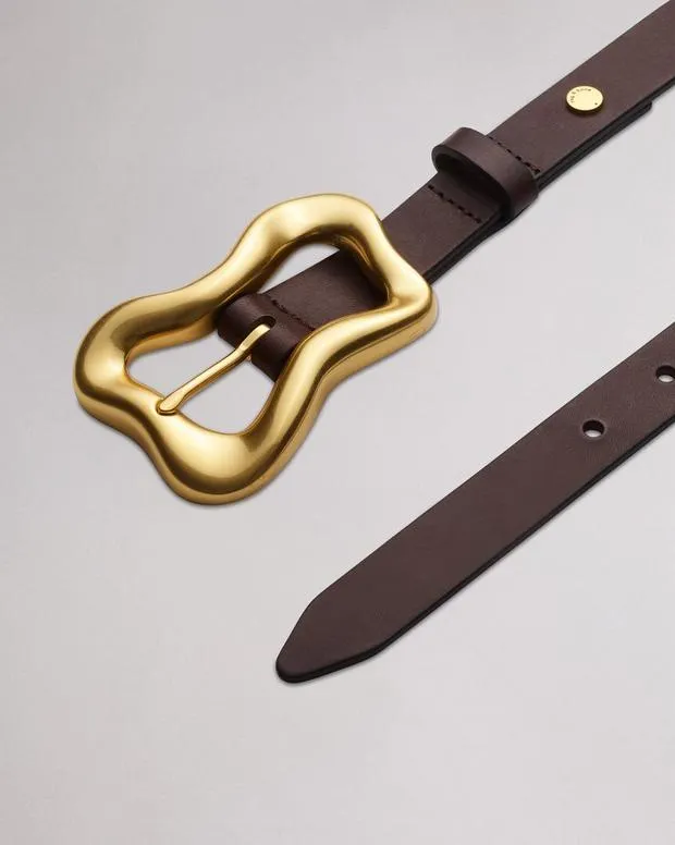 Belts Women Rag and Bone Highline Leather Belt Dark Espresso