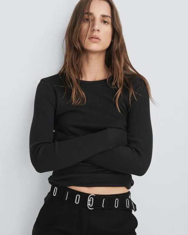 Belts Women Rag and Bone River Suede Belt Black Suede