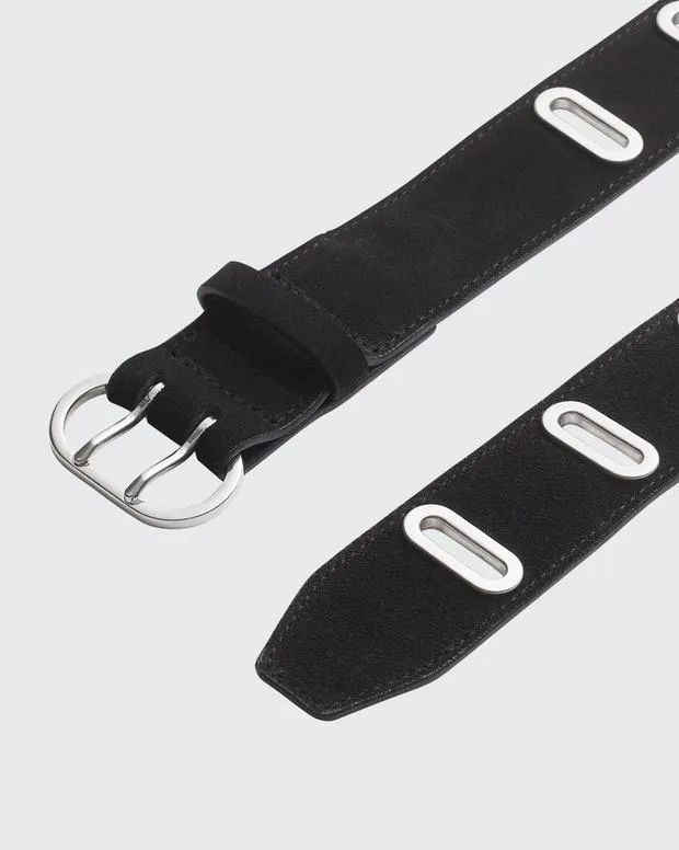 Belts Women Rag and Bone River Suede Belt Black Suede