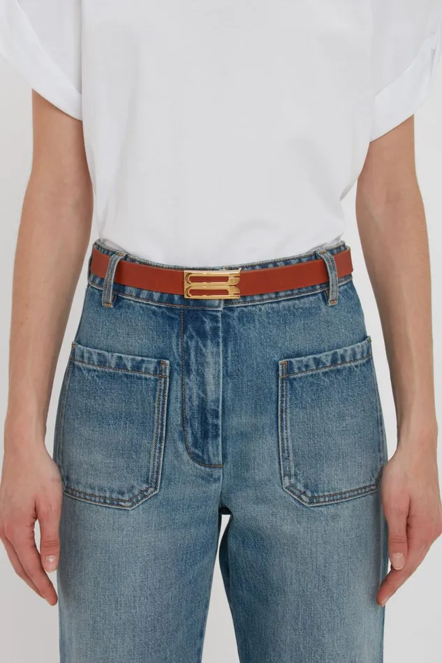 Belts Women Victoria Beckham Exclusive Frame Belt In Tan Leather