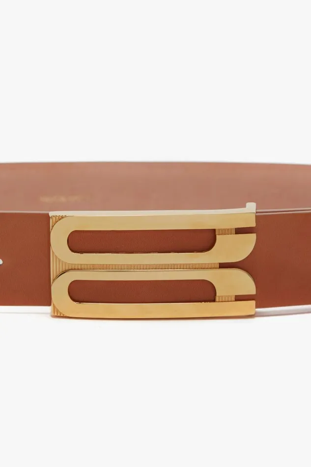 Belts Women Victoria Beckham Exclusive Jumbo Frame Belt In Tan Leather Belts Women Victoria Beckham Exclusive Jumbo Frame Belt In Tan Leather