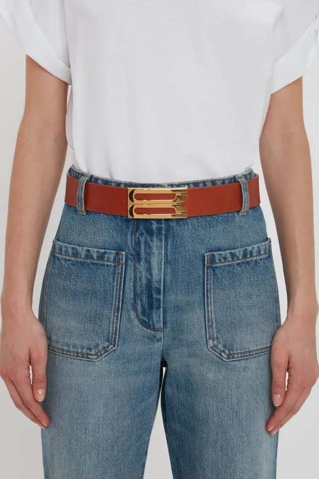 Belts Women Victoria Beckham Exclusive Jumbo Frame Belt In Tan Leather Belts Women Victoria Beckham Exclusive Jumbo Frame Belt In Tan Leather