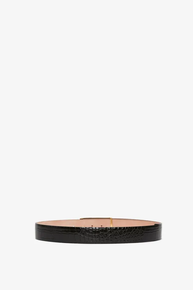 Belts Women Victoria Beckham Jumbo Frame Belt In Black CrocEffect Leather Belts Women Victoria Beckham Jumbo Frame Belt In Black CrocEffect Leather