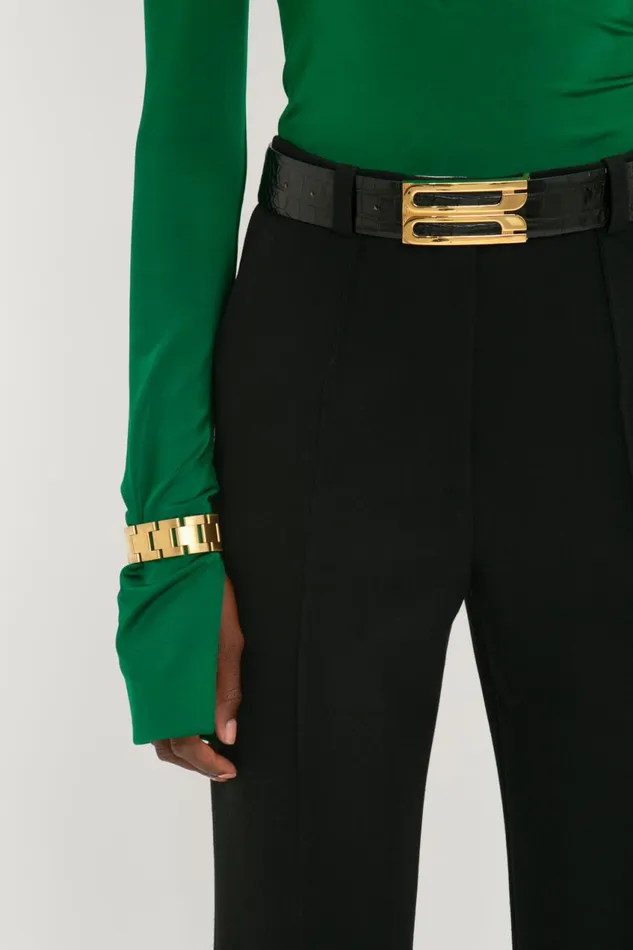 Belts Women Victoria Beckham Jumbo Frame Belt In Black CrocEffect Leather Belts Women Victoria Beckham Jumbo Frame Belt In Black CrocEffect Leather
