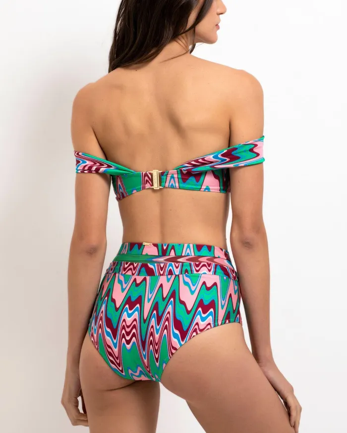 Bikinis Women PatBO Wave Printed Mesh Bikini Bottom FINAL SALE