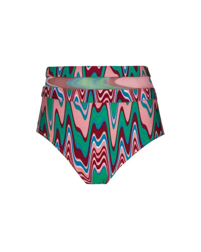 Bikinis Women PatBO Wave Printed Mesh Bikini Bottom FINAL SALE