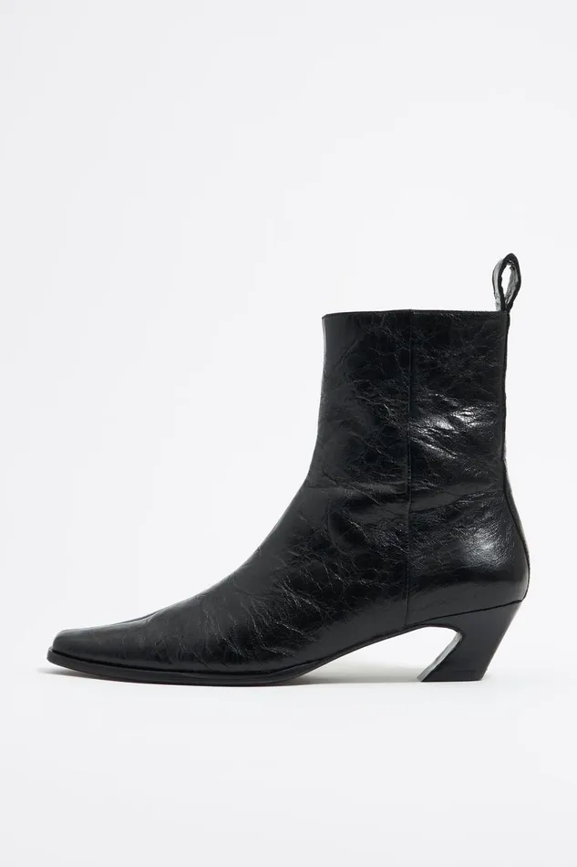 Black Leather Ankle Boot Heel Black Women Bimba Y Lola Ankle Boots And Boots