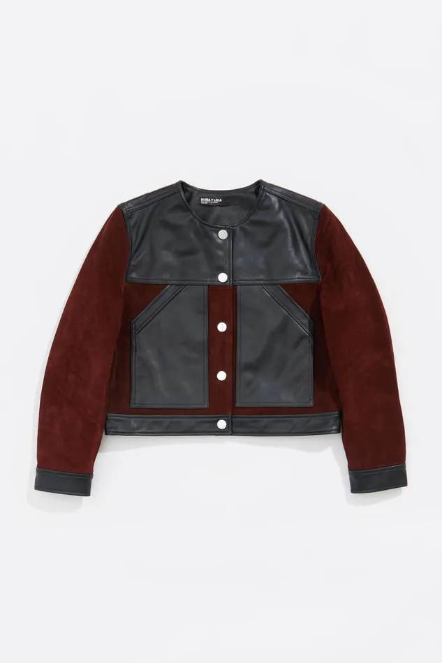 Black Leather Twotone Jacket Black Women Bimba Y Lola Leather