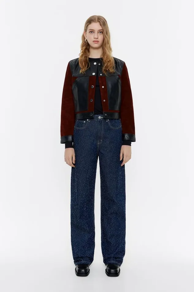 Black Leather Twotone Jacket Black Women Bimba Y Lola Leather Black Leather Twotone Jacket Black Women Bimba Y Lola Leather