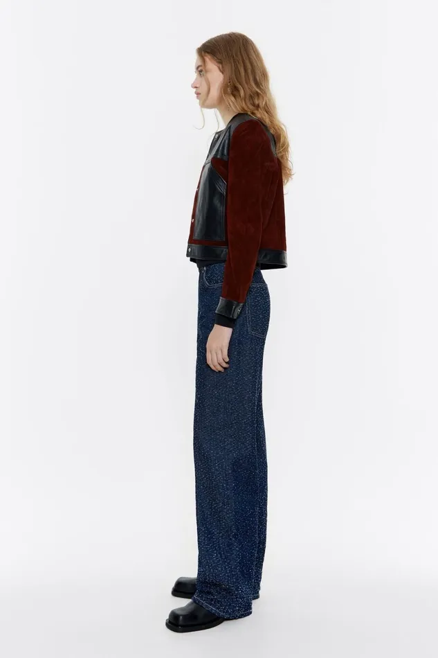 Black Leather Twotone Jacket Black Women Bimba Y Lola Leather Black Leather Twotone Jacket Black Women Bimba Y Lola Leather