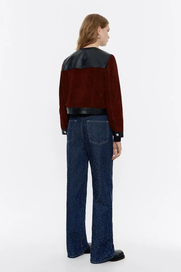 Black Leather Twotone Jacket Black Women Bimba Y Lola Leather Black Leather Twotone Jacket Black Women Bimba Y Lola Leather