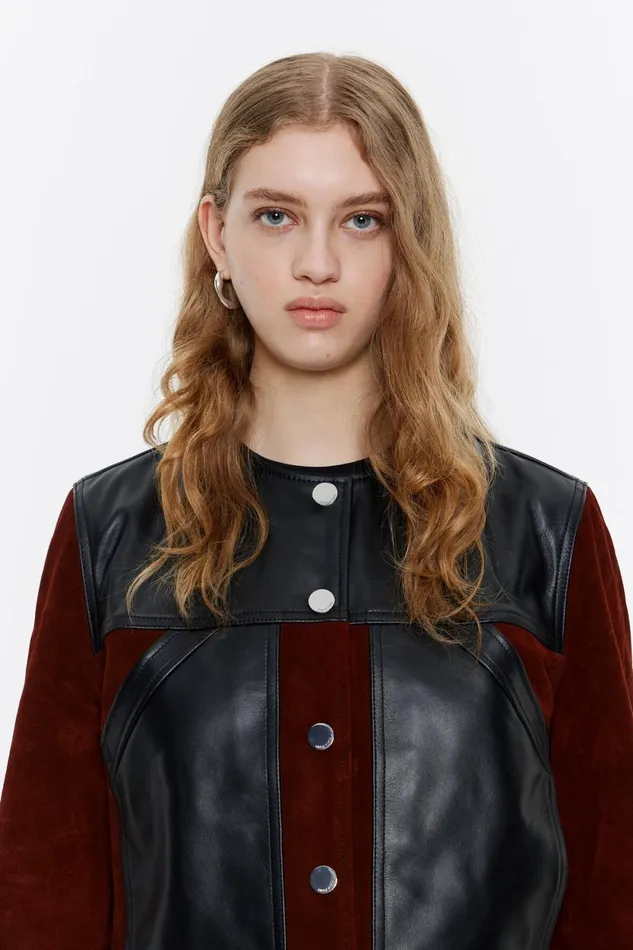 Black Leather Twotone Jacket Black Women Bimba Y Lola Leather Black Leather Twotone Jacket Black Women Bimba Y Lola Leather