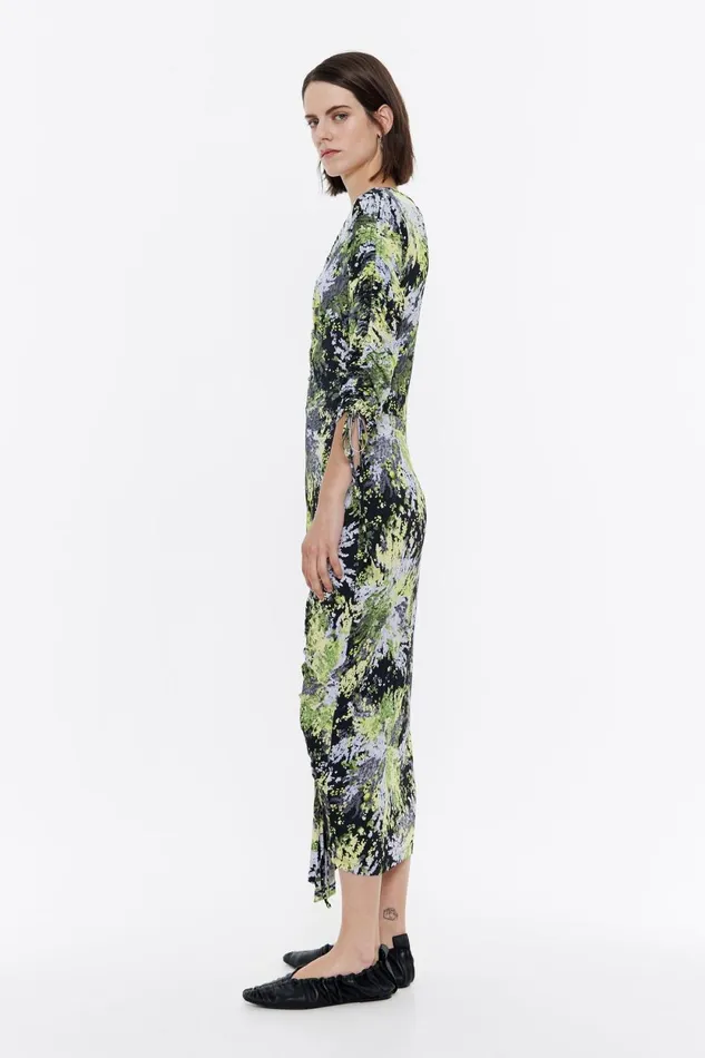 Black Mimosa Ruched Midi Dress Mimosa Black Women Bimba Y Lola Dresses And Jumpsuits Black Mimosa Ruched Midi Dress Mimosa Black Women Bimba Y Lola Dresses And Jumpsuits