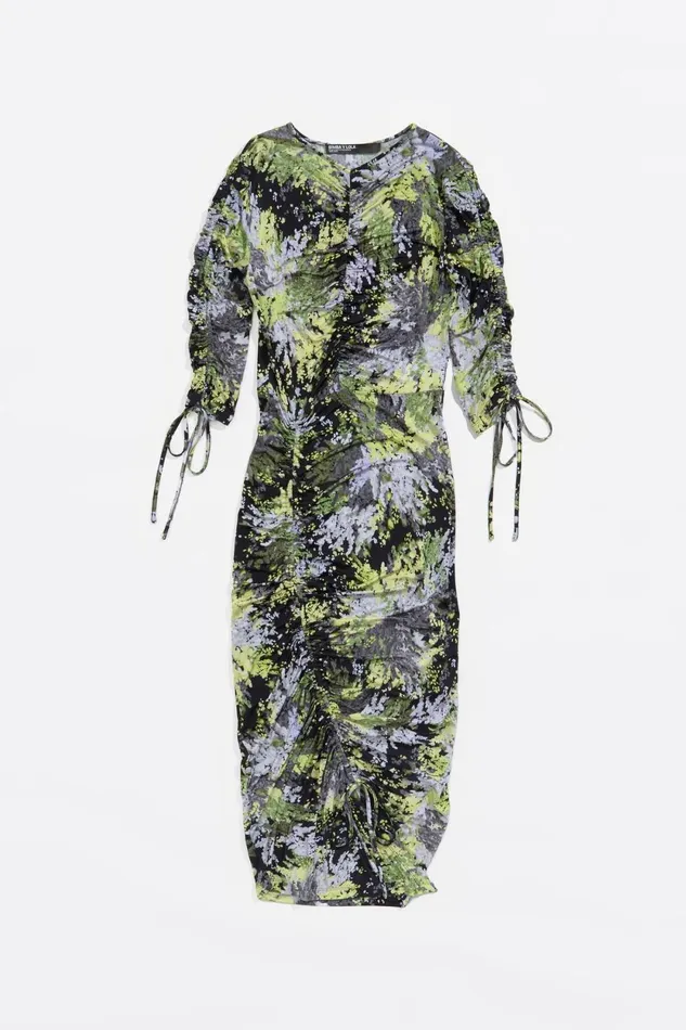 Black Mimosa Ruched Midi Dress Mimosa Black Women Bimba Y Lola Dresses And Jumpsuits Black Mimosa Ruched Midi Dress Mimosa Black Women Bimba Y Lola Dresses And Jumpsuits