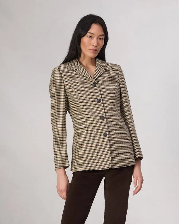 Blazers and Vests Women Rag and Bone Drew Houndstooth Blazer Tan Multi