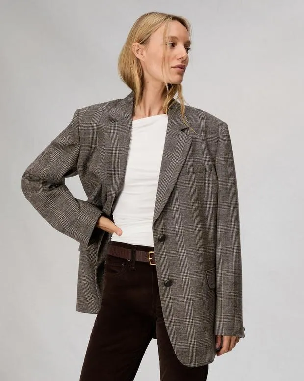 Blazers and Vests Women Rag and Bone Lainey Plaid Blazer Brown Plaid