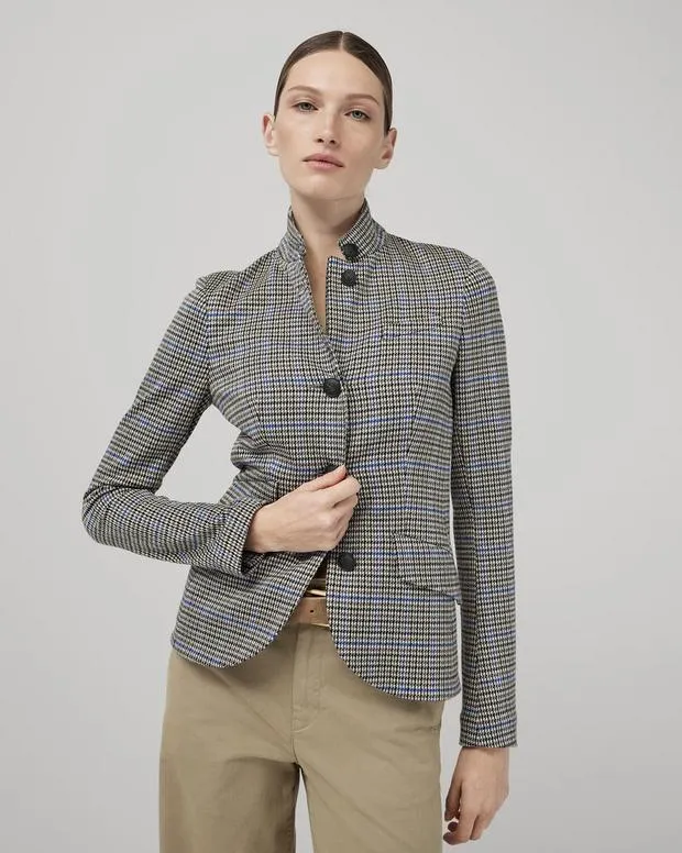 Blazers and Vests Women Rag and Bone Slade Cotton Plaid Blazer Blue Plaid