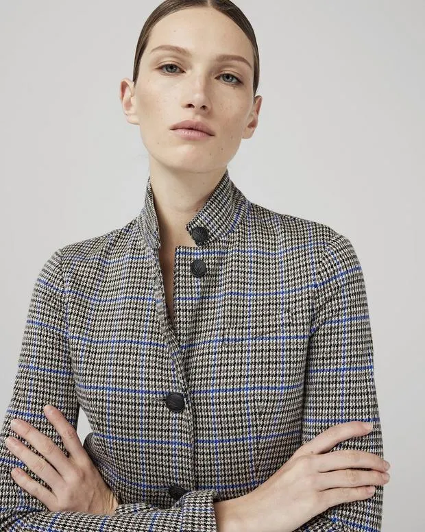 Blazers and Vests Women Rag and Bone Slade Cotton Plaid Blazer Blue Plaid