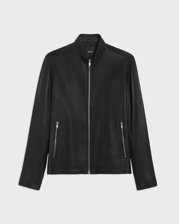 Blazers Jackets Men Theory Morvek Zip Jacket In Leather Black Blazers Jackets Men Theory Morvek Zip Jacket In Leather Black