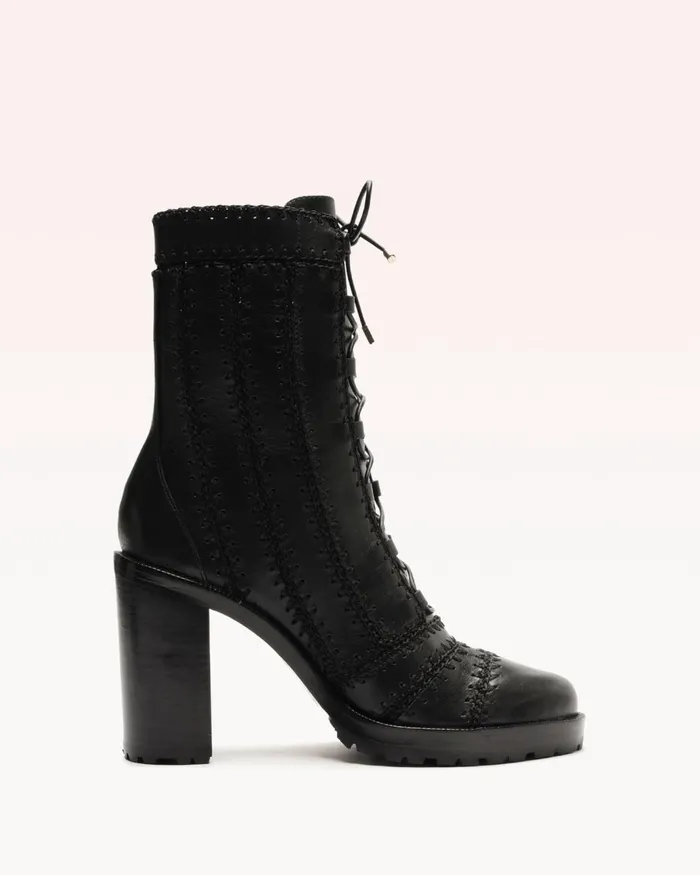 Boots Women Alexandre Birman Regina Combat Bootie 8211 Block 90 Heel 8211 Black Designer Combat Boots Black