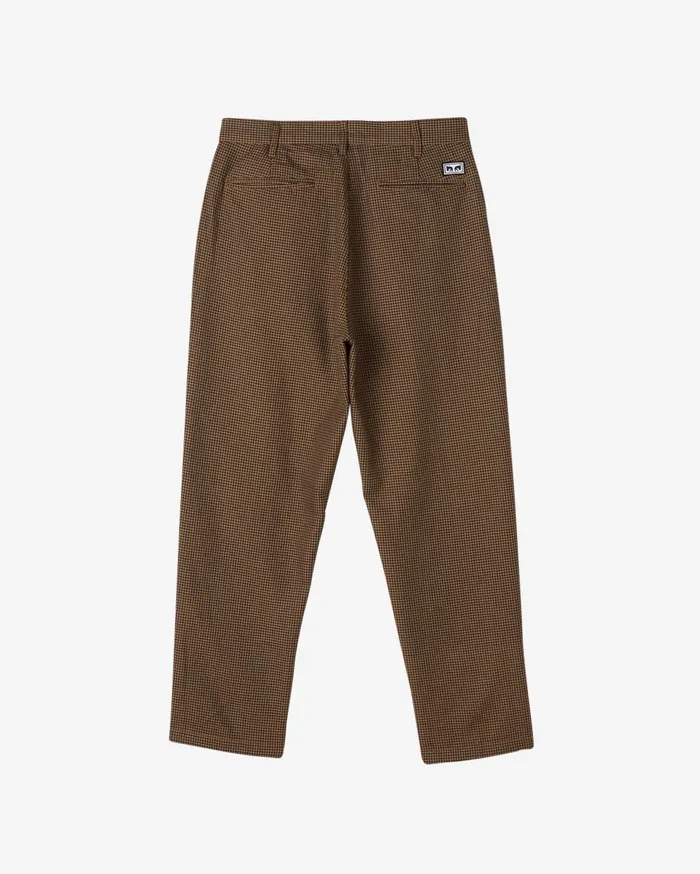 BOTTOMS FUBAR HOUNDSTOOTH PLEATED PANT Sepia Tint Houndstooth OBEY Clothing Men