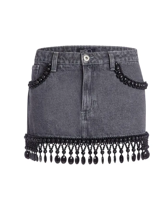 Bottoms Women PatBO HANDBEADED DENIM MINI SKIRT RUNWAY