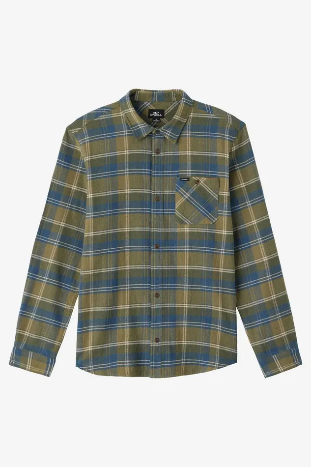 BOY039S REDMOND PLAID LONG SLEEVE SHIRT Deep Lichen Green Kids O039NEILL Boy039S Clothing