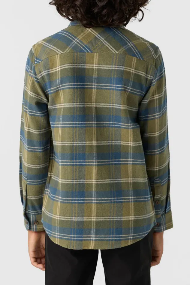 BOY039S REDMOND PLAID LONG SLEEVE SHIRT Deep Lichen Green Kids O039NEILL Boy039S Clothing