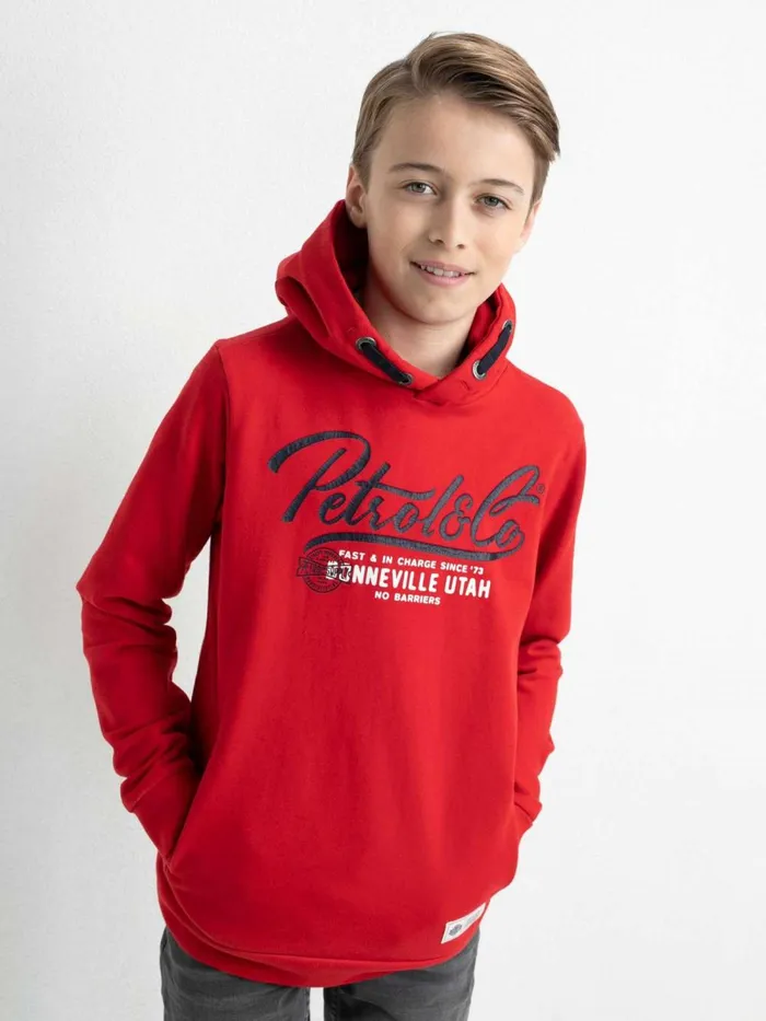 Boys Knits and Sweats Petrol Industries Hoodie With Logo Artwork Pepper Red